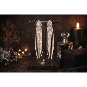 Diamond Drip Fringe Earrings – Red Carpet Inspired Glam